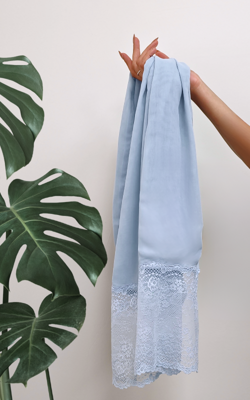 طرحة بوالياباني مع دانتيل~ Japanese Voile Lace Scarf 49 