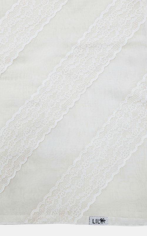 طرحة بوالياباني مع دانتيل~ Japanese Voile Lace Scarf 53 