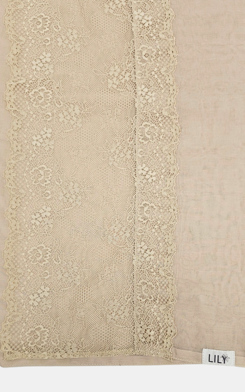 طرحة بوالياباني مع دانتيل~ Japanese Voile Lace Scarf 51 